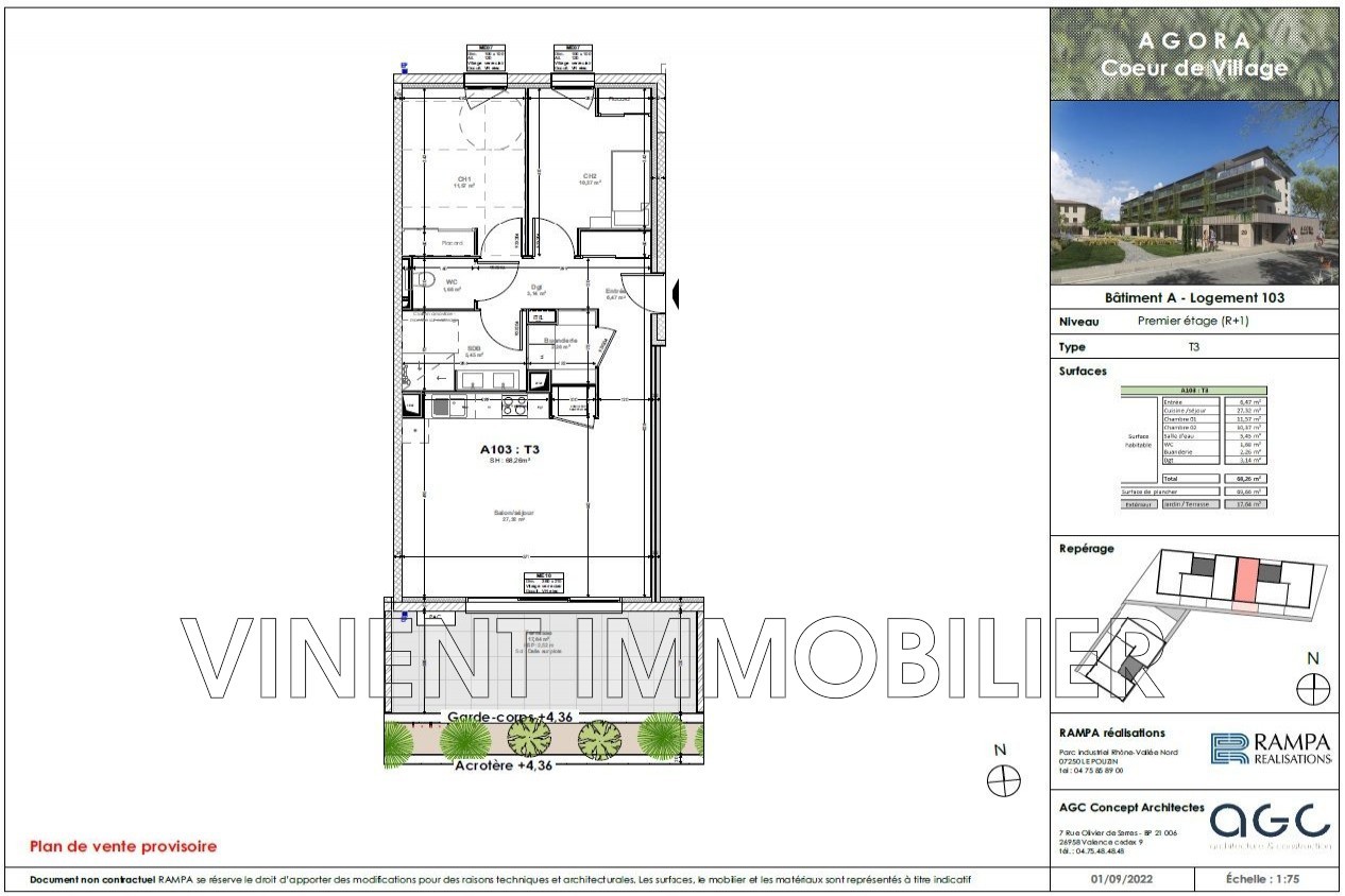 Vente Appartement à Allan 3 pièces