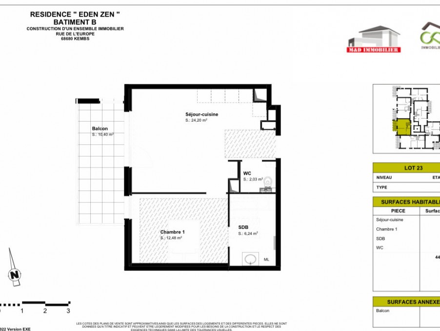 Vente Appartement à Kembs 2 pièces