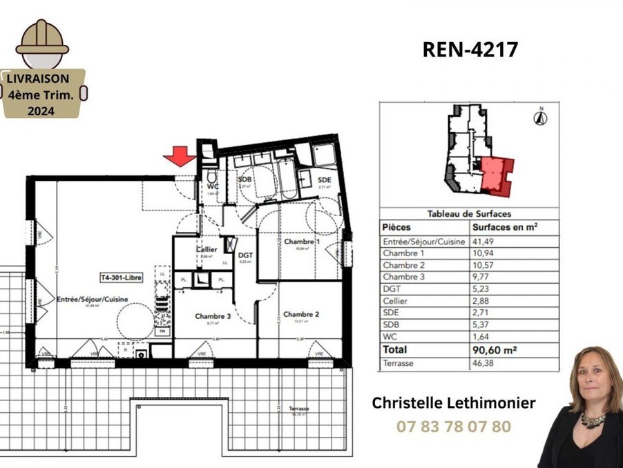 Vente Appartement à Rennes 4 pièces