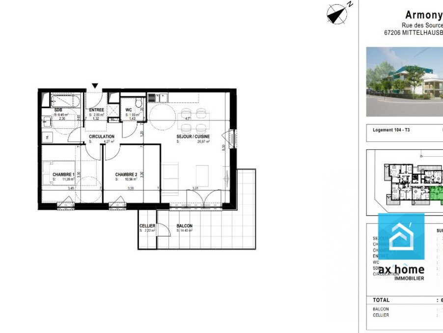 Neuf Appartement à Mittelhausbergen 3 pièces