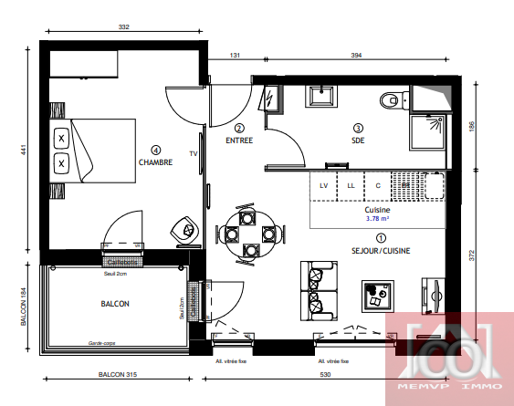 Vente Appartement à Poissy 2 pièces