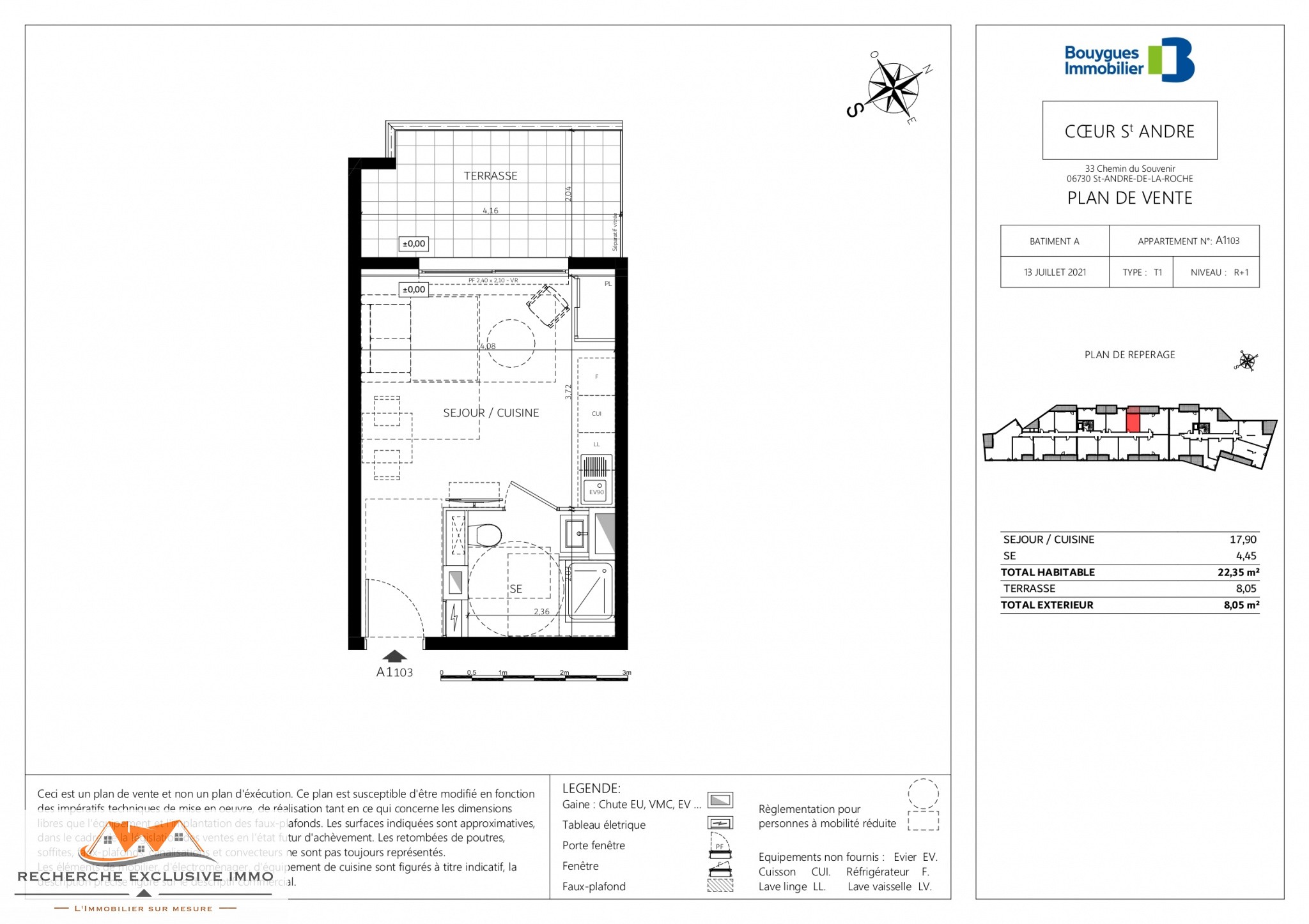 Vente Appartement à Saint-André-de-la-Roche 1 pièce