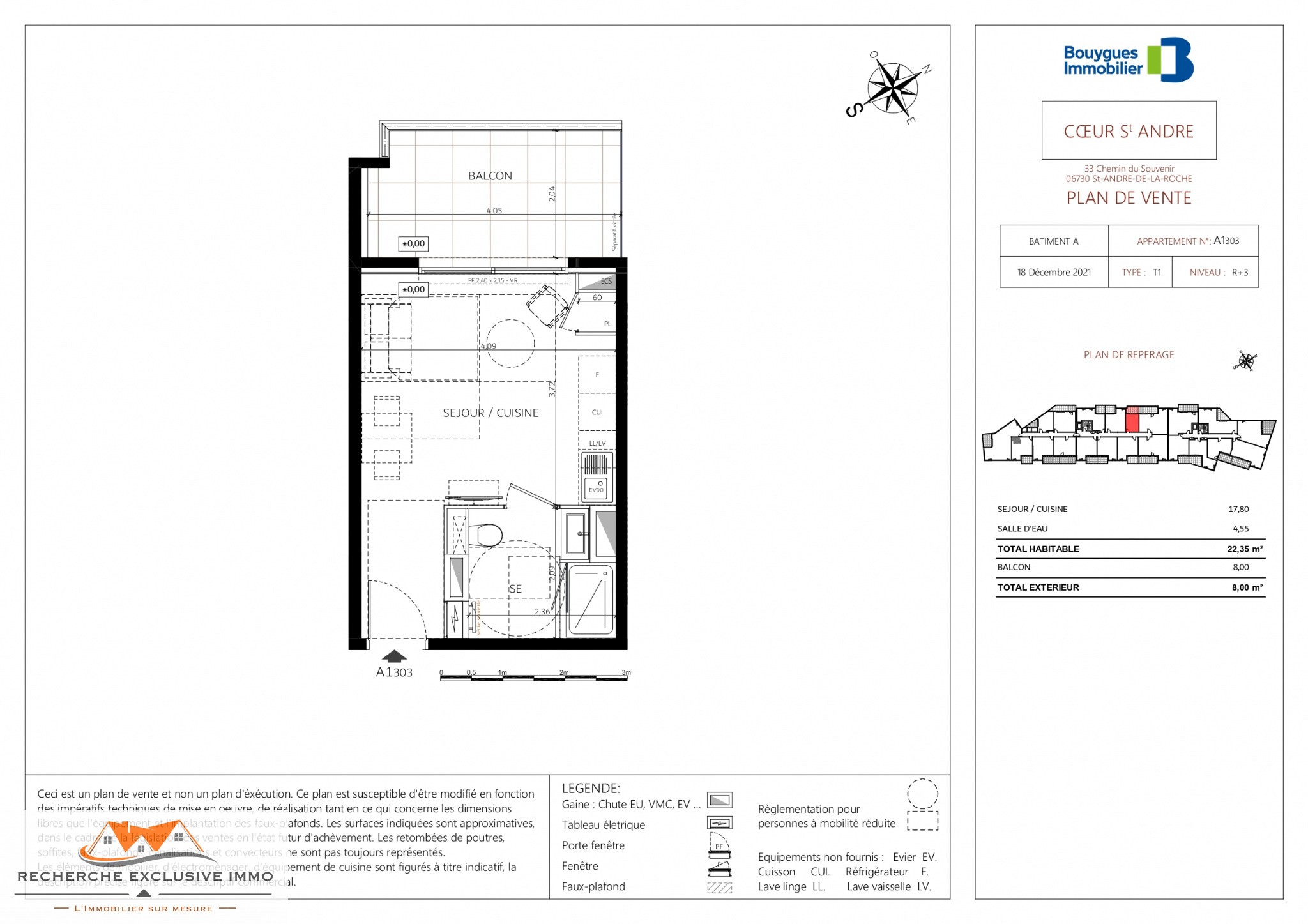 Vente Appartement à Saint-André-de-la-Roche 1 pièce