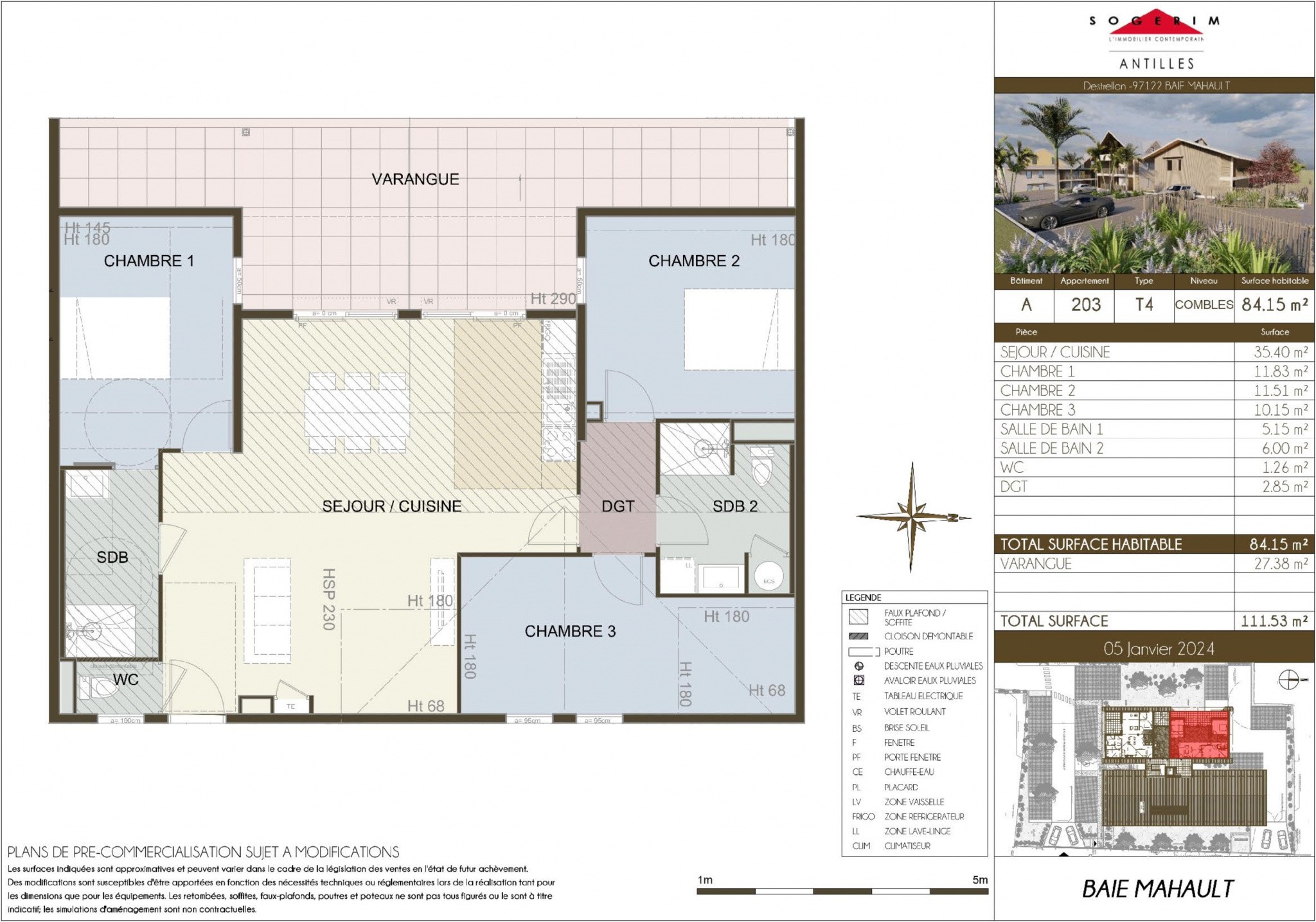 Vente Appartement à Baie-Mahault 4 pièces