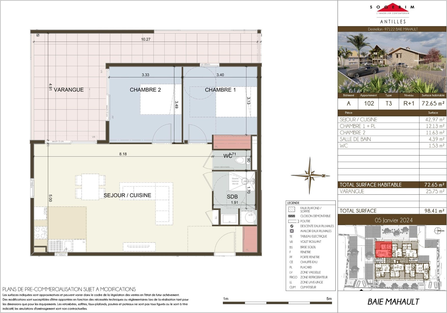 Vente Appartement à Baie-Mahault 3 pièces