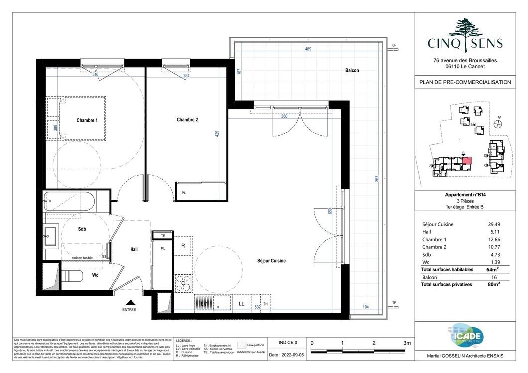 Vente Appartement à le Cannet 3 pièces