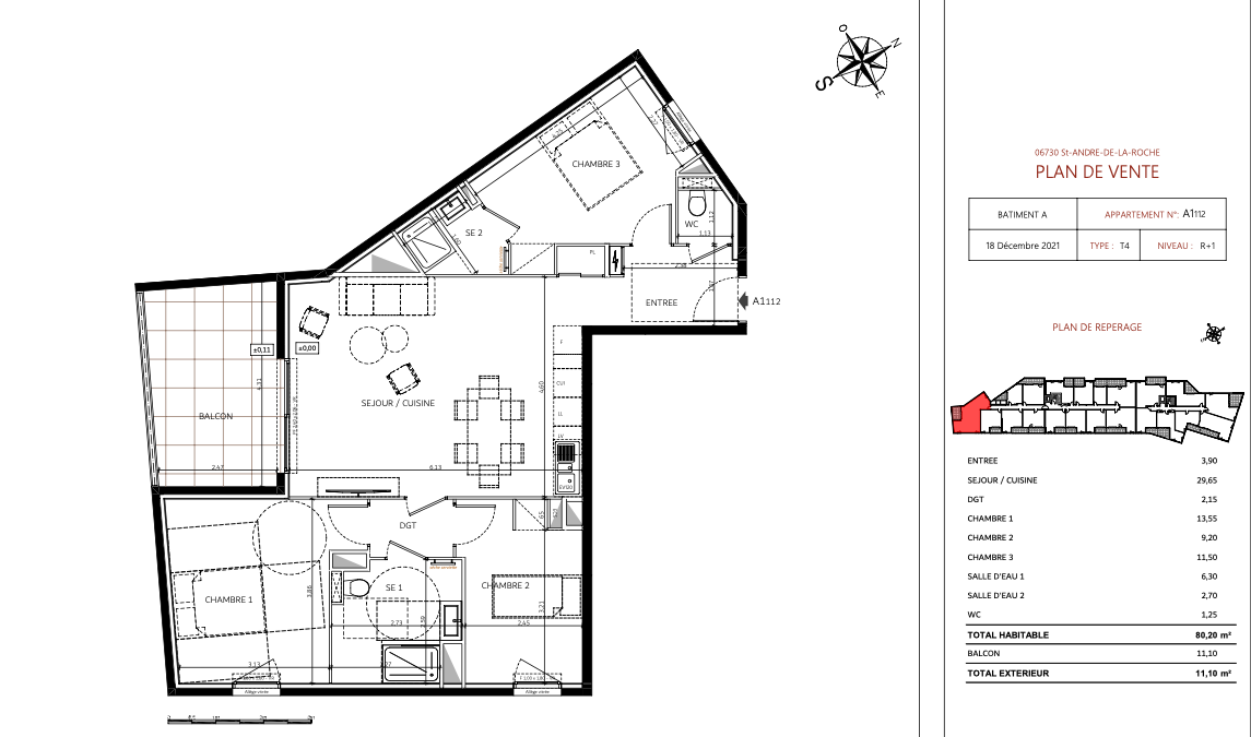 Vente Appartement à Saint-André-de-la-Roche 4 pièces