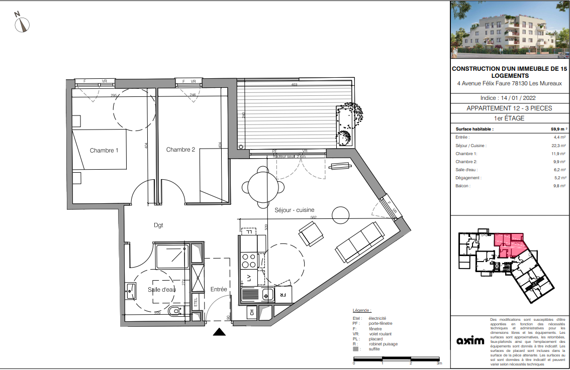 Vente Appartement à les Mureaux 3 pièces