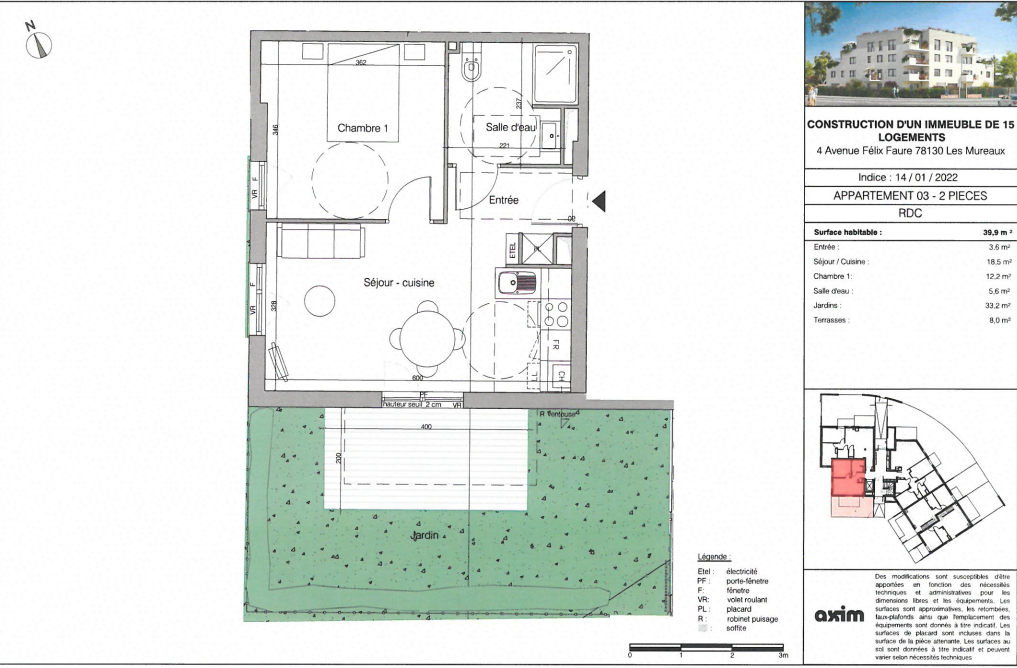 Vente Appartement à les Mureaux 2 pièces