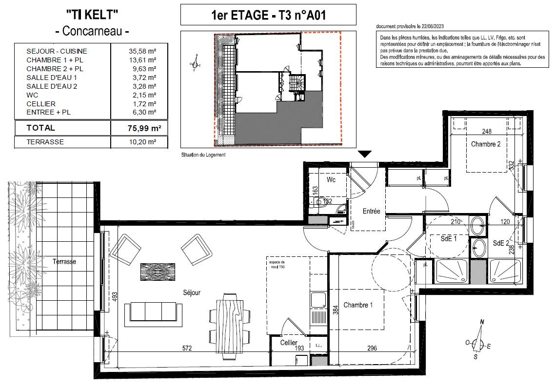 Vente Appartement à Concarneau 3 pièces