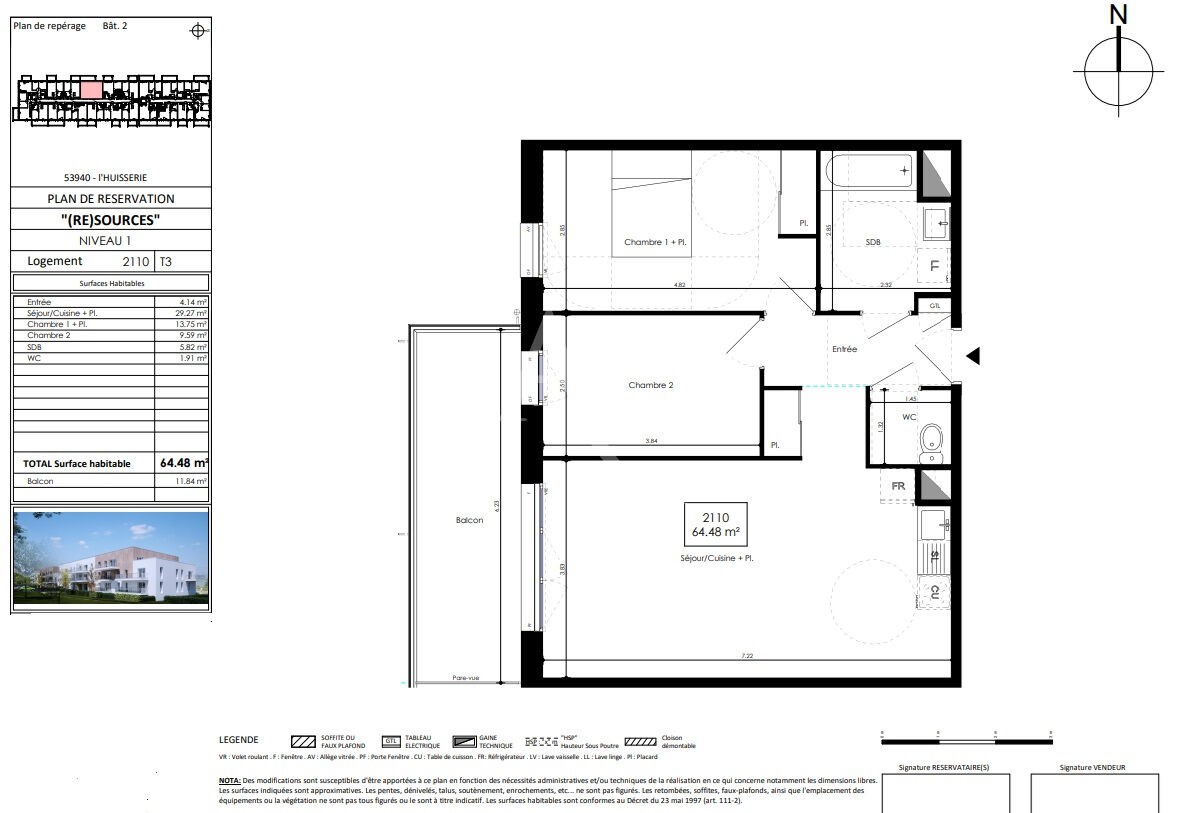 Vente Appartement à l'Huisserie 3 pièces