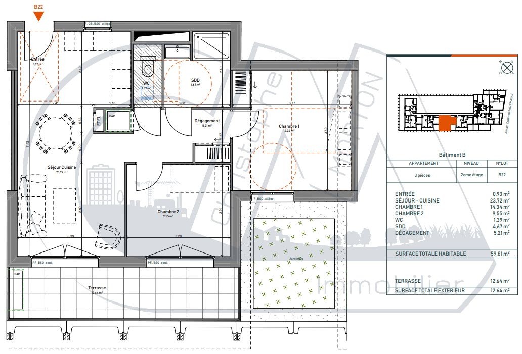 Vente Appartement à Lyon 5e arrondissement 3 pièces