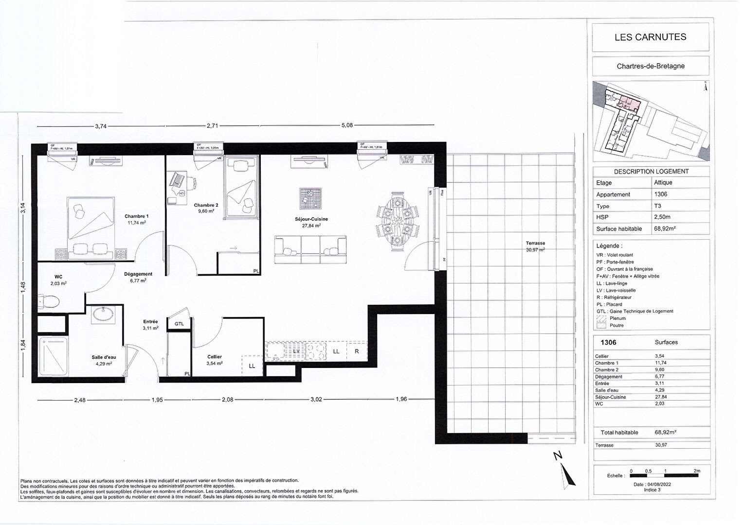 Vente Appartement à Chartres-de-Bretagne 3 pièces