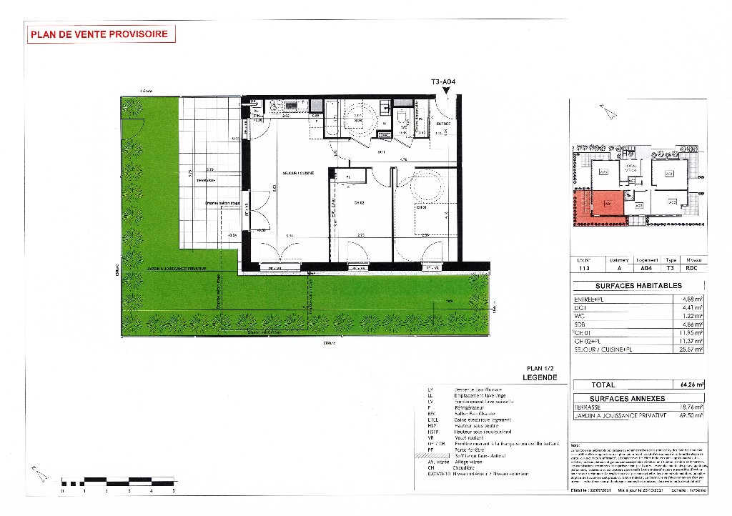 Vente Appartement à Chantepie 3 pièces