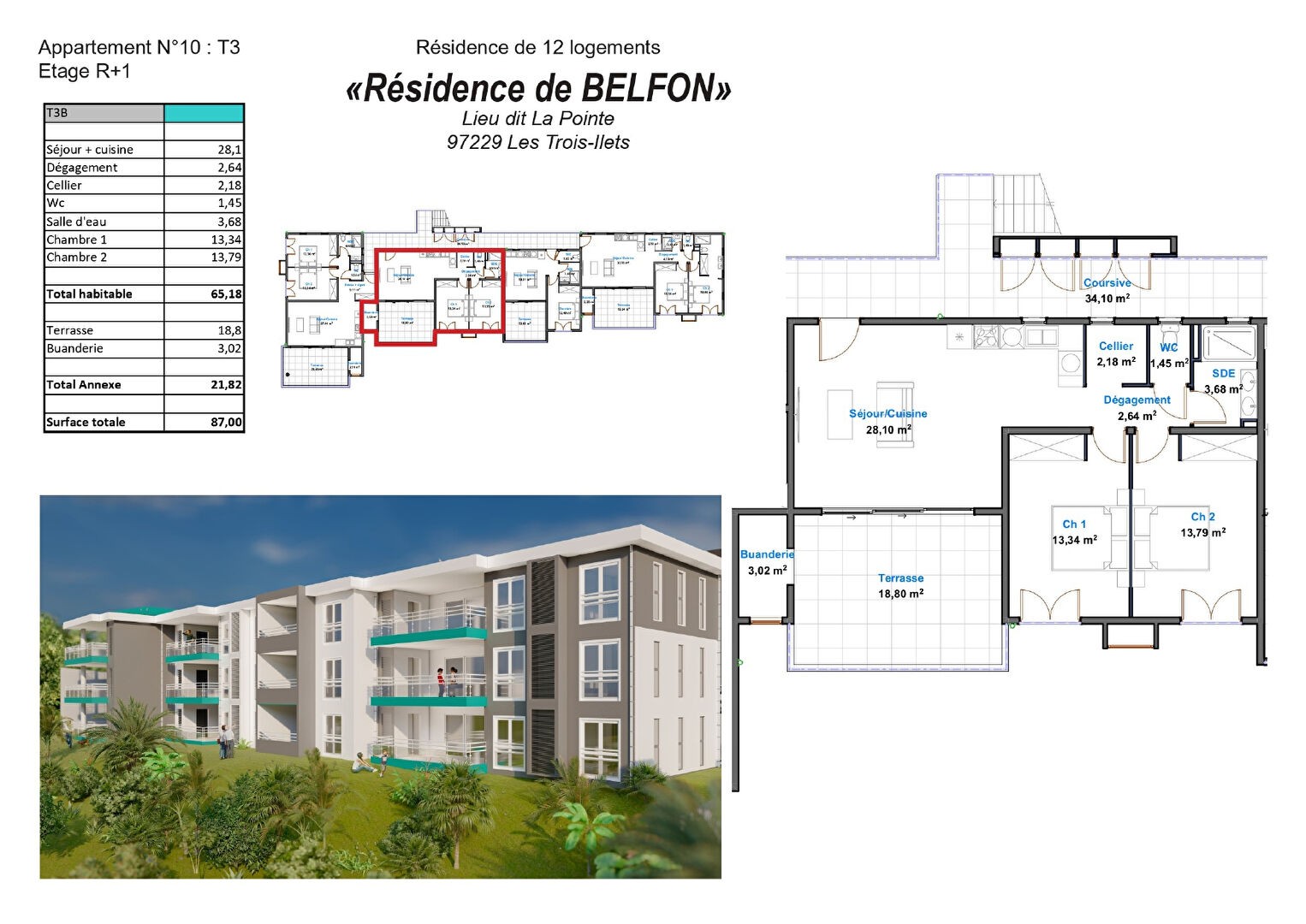 Vente Appartement à les Trois-Îlets 3 pièces