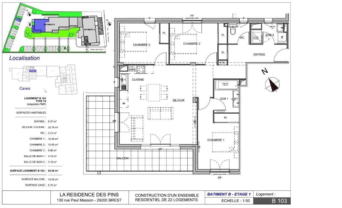 Neuf Appartement à Brest 4 pièces