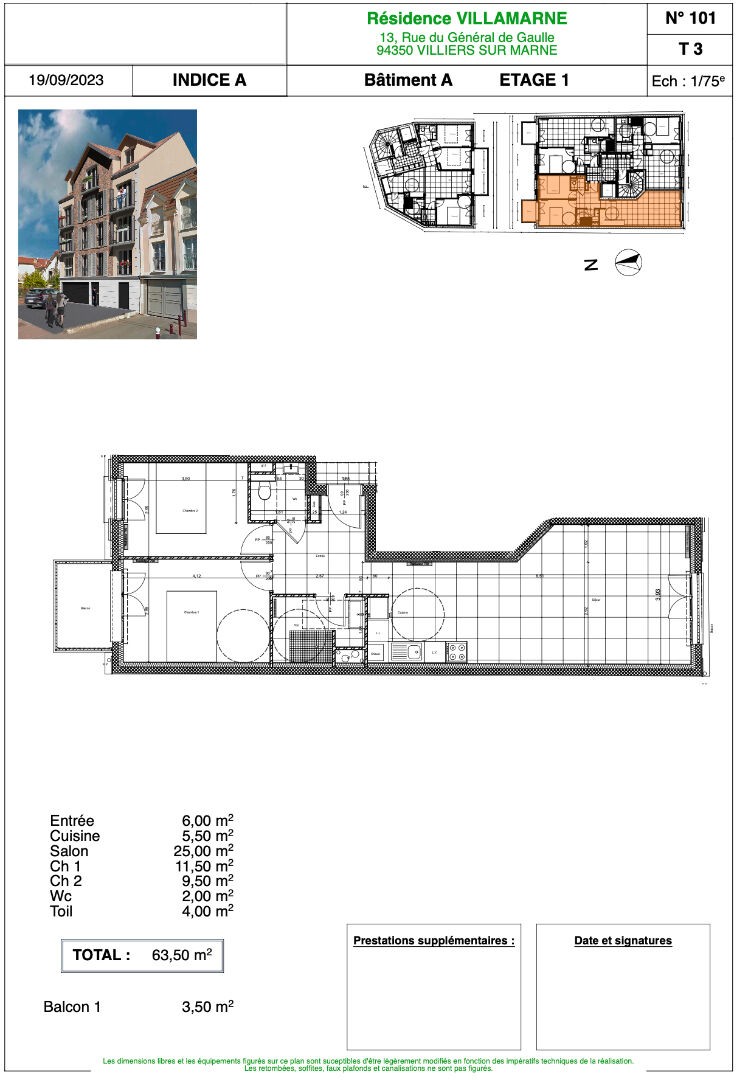 Vente Appartement à Villiers-sur-Marne 3 pièces