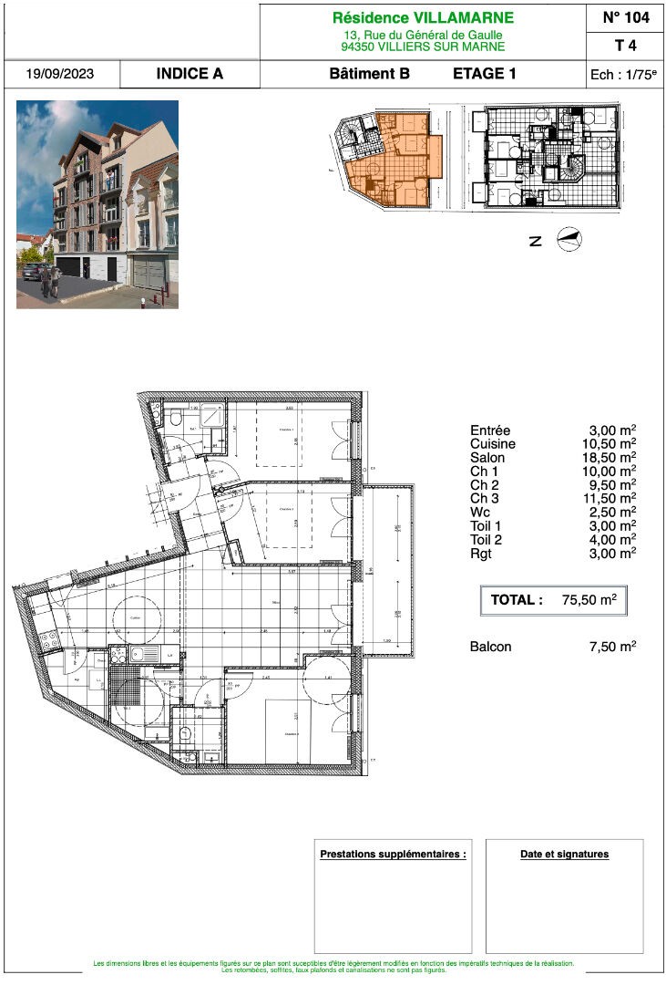 Vente Appartement à Villiers-sur-Marne 4 pièces