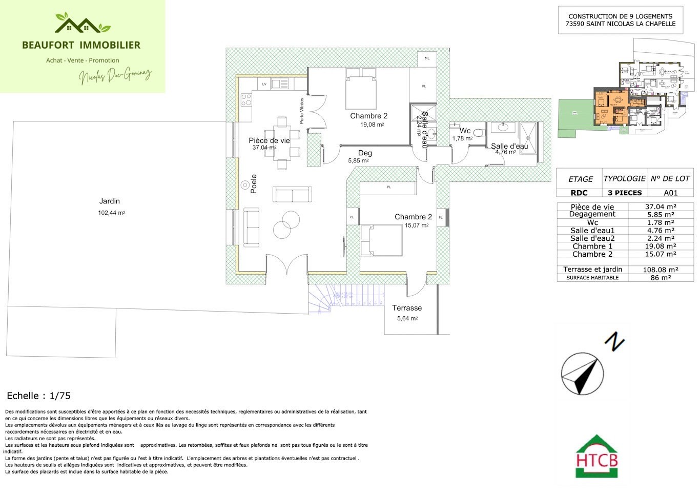 Vente Appartement à Saint-Nicolas-la-Chapelle 3 pièces