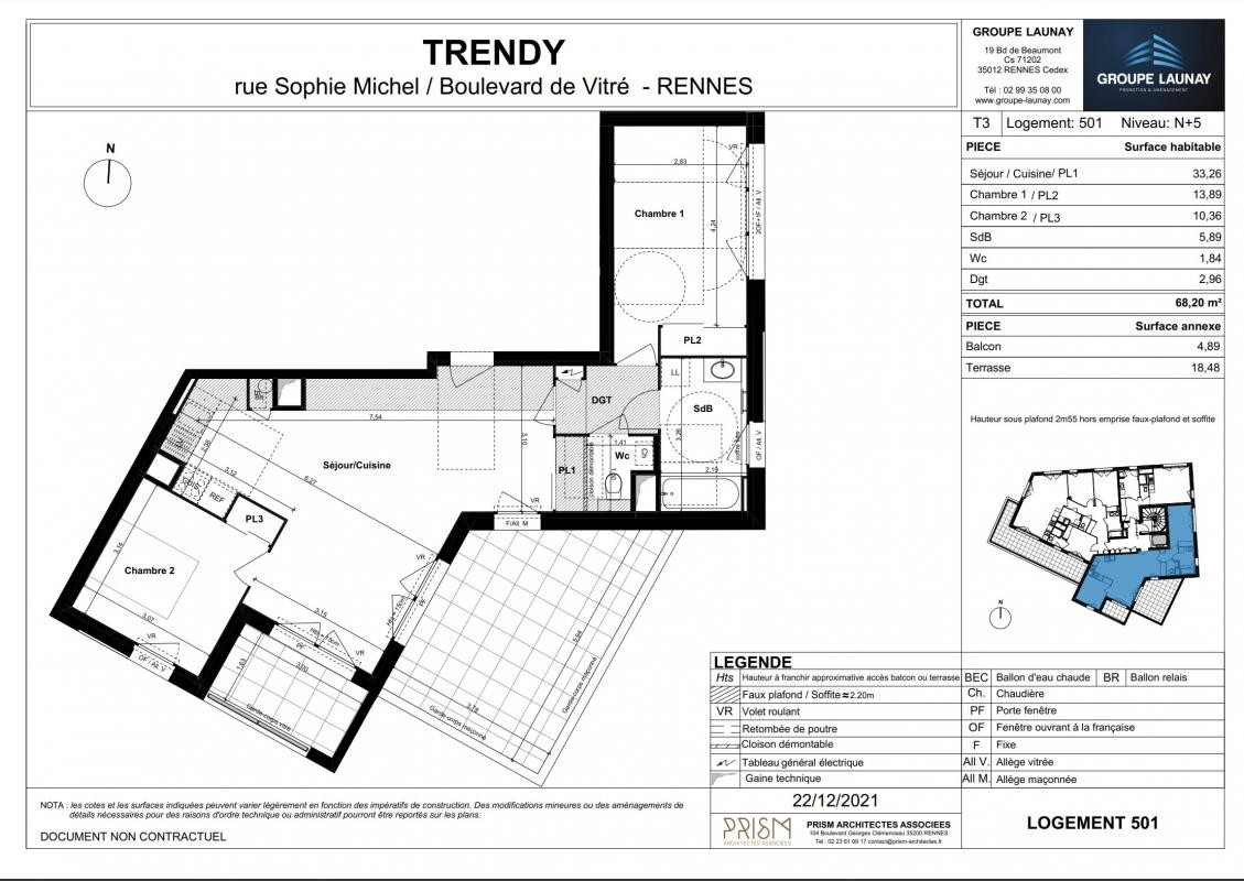 Neuf Appartement à Rennes 3 pièces