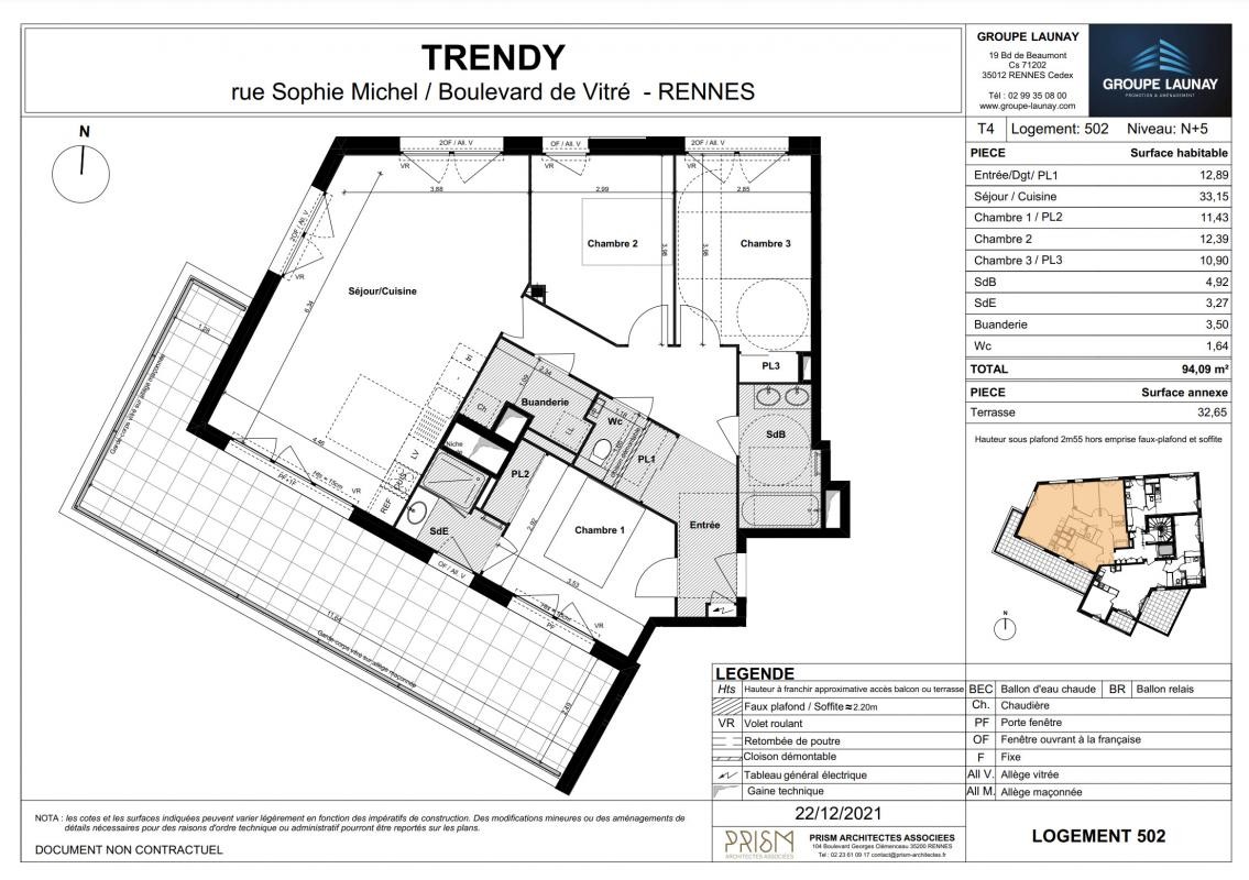 Neuf Appartement à Rennes 3 pièces