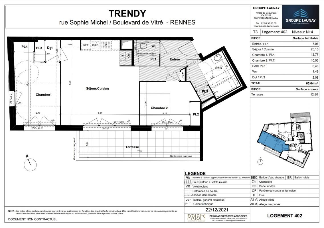 Neuf Appartement à Rennes 3 pièces