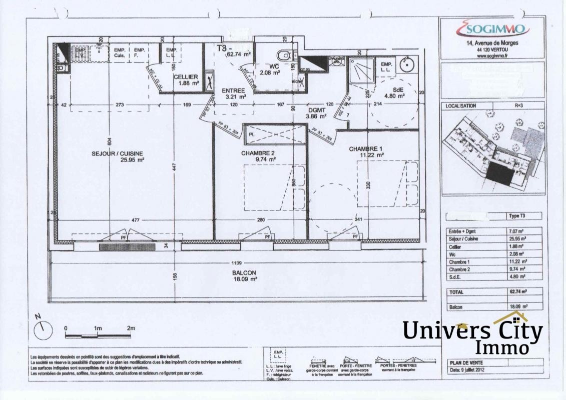 Vente Appartement à Rezé 3 pièces