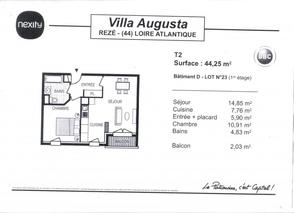 Location Appartement à Rezé 2 pièces