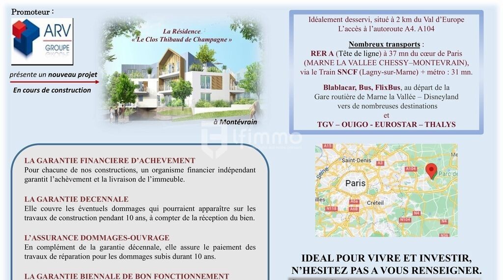 Vente Appartement à Montévrain 2 pièces