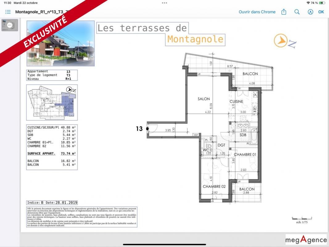 Vente Appartement à Viviers-du-Lac 3 pièces