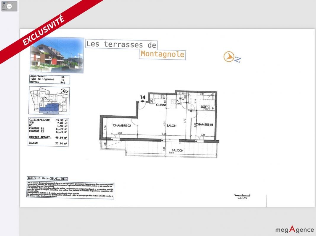 Vente Appartement à Viviers-du-Lac 3 pièces