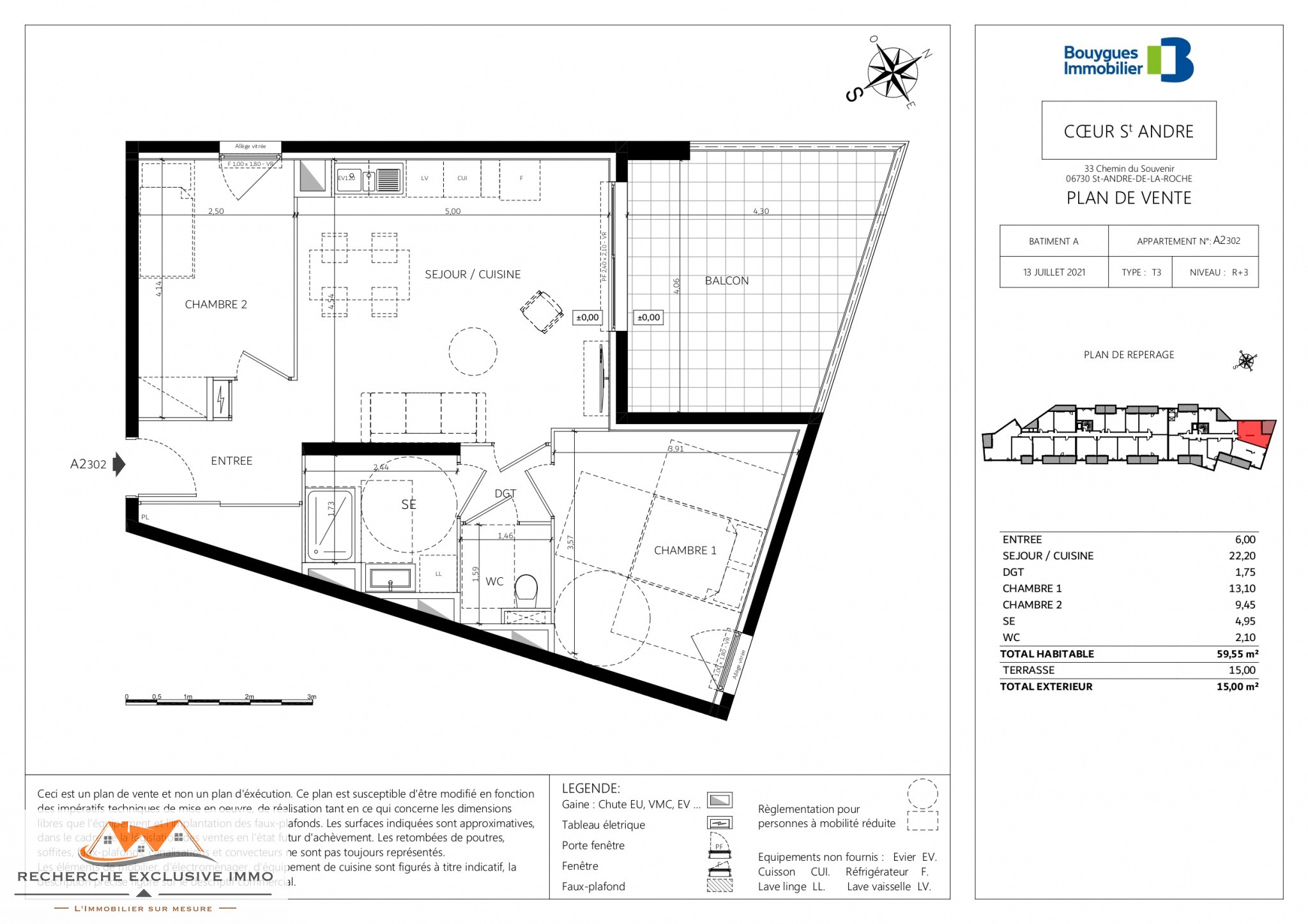 Vente Appartement à Saint-André-de-la-Roche 3 pièces