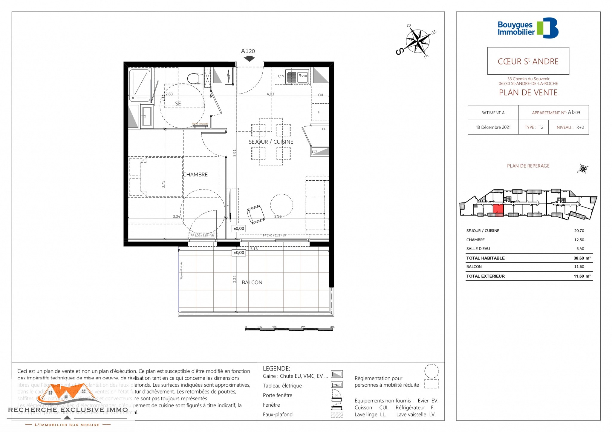 Vente Appartement à Saint-André-de-la-Roche 2 pièces