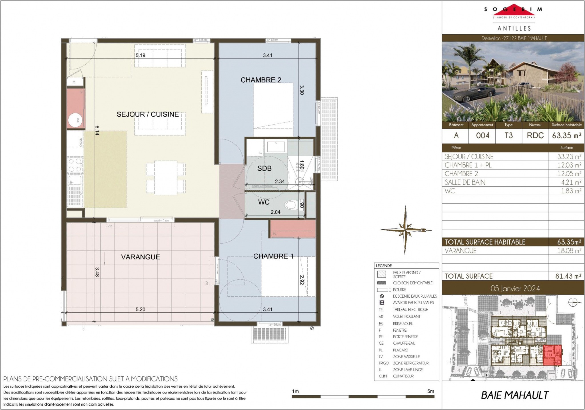 Vente Appartement à Baie-Mahault 3 pièces