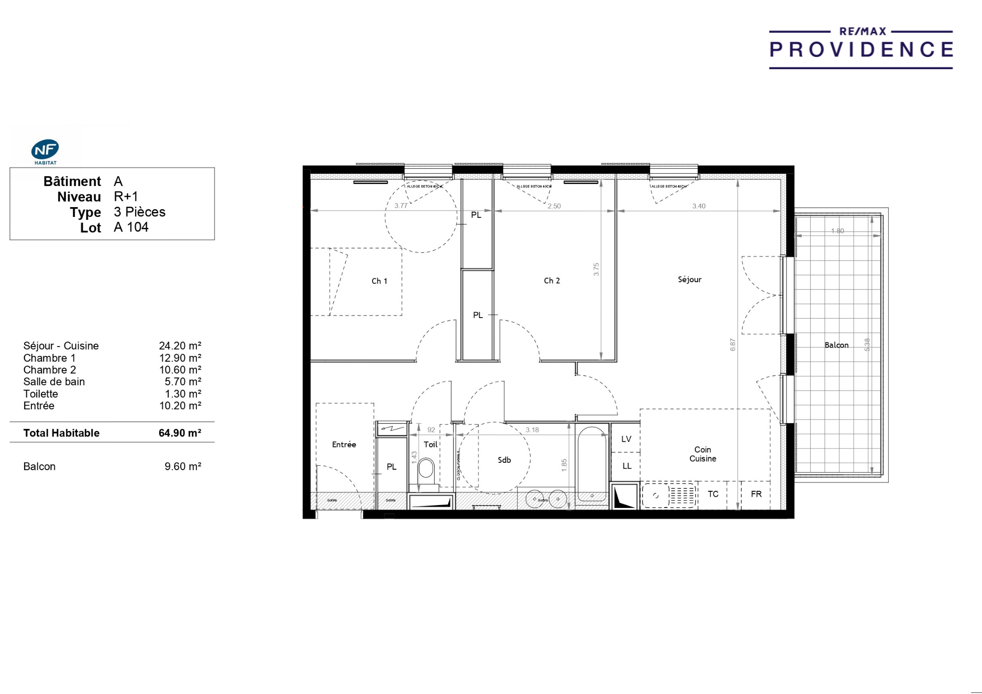 Vente Appartement à la Roquette-sur-Siagne 3 pièces