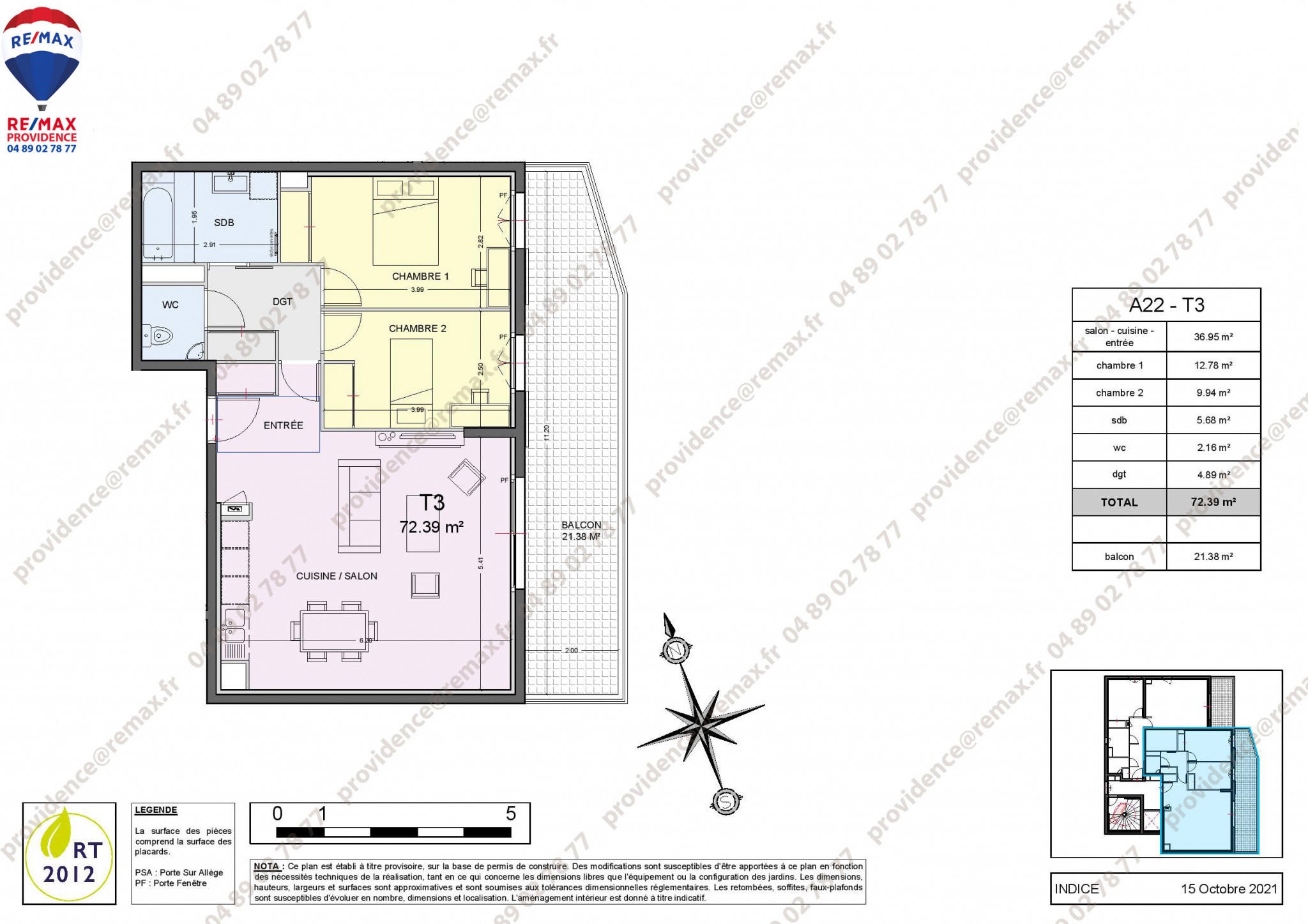 Vente Appartement à la Turbie 3 pièces