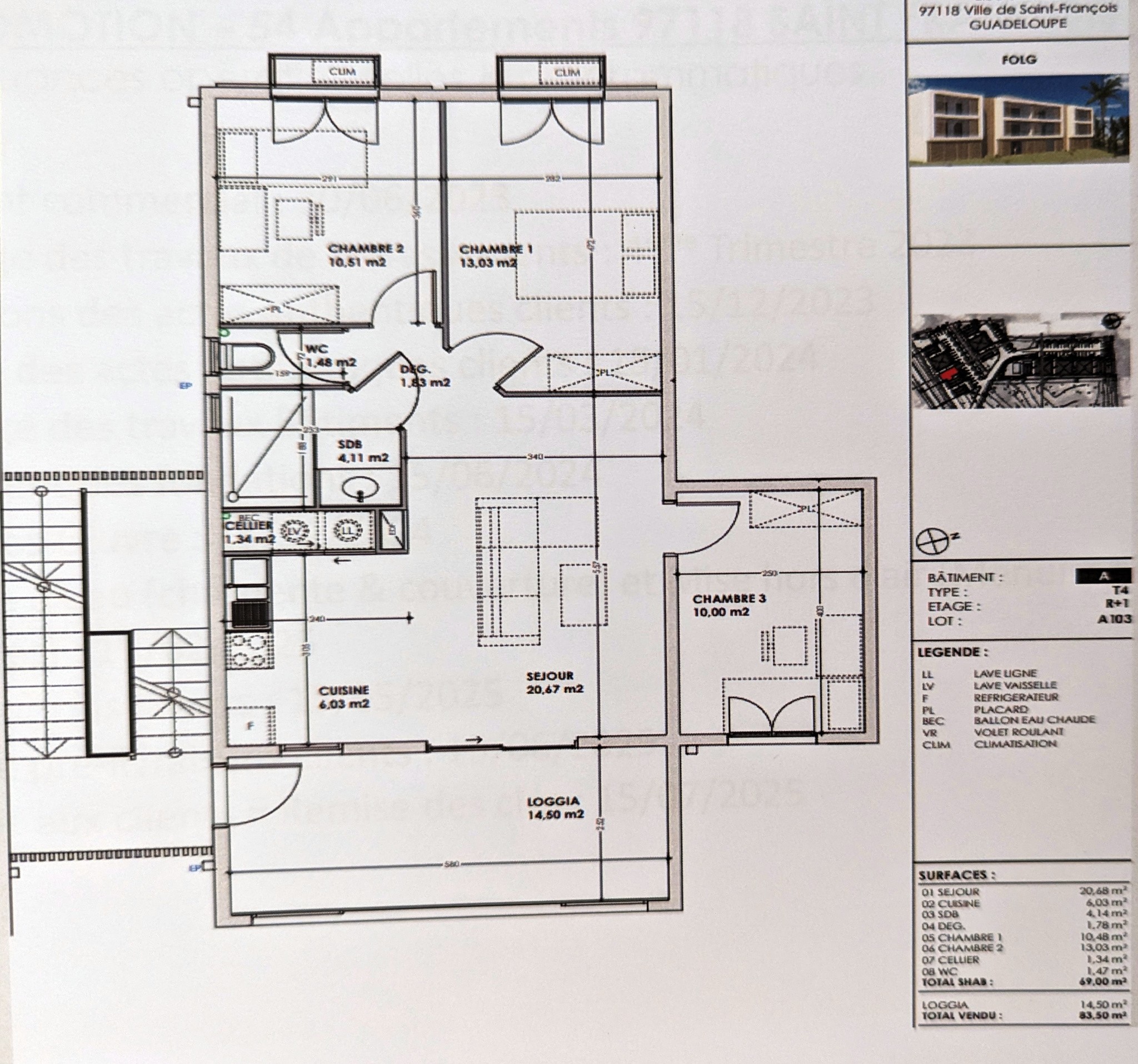 Vente Appartement à Saint-François 4 pièces