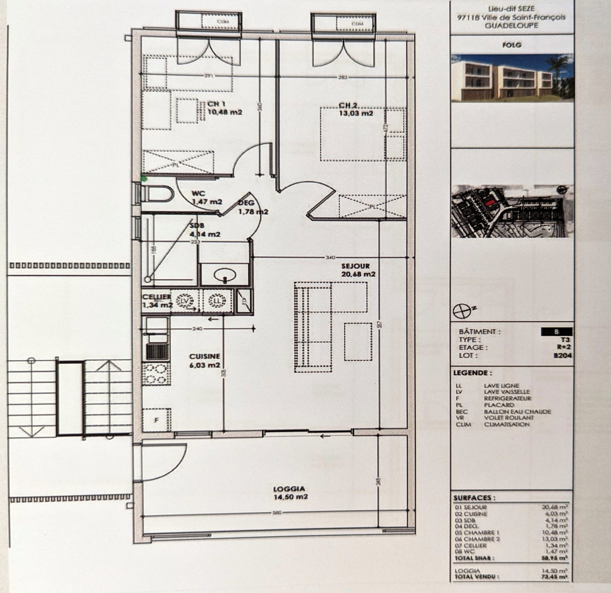 Vente Appartement à Saint-François 3 pièces