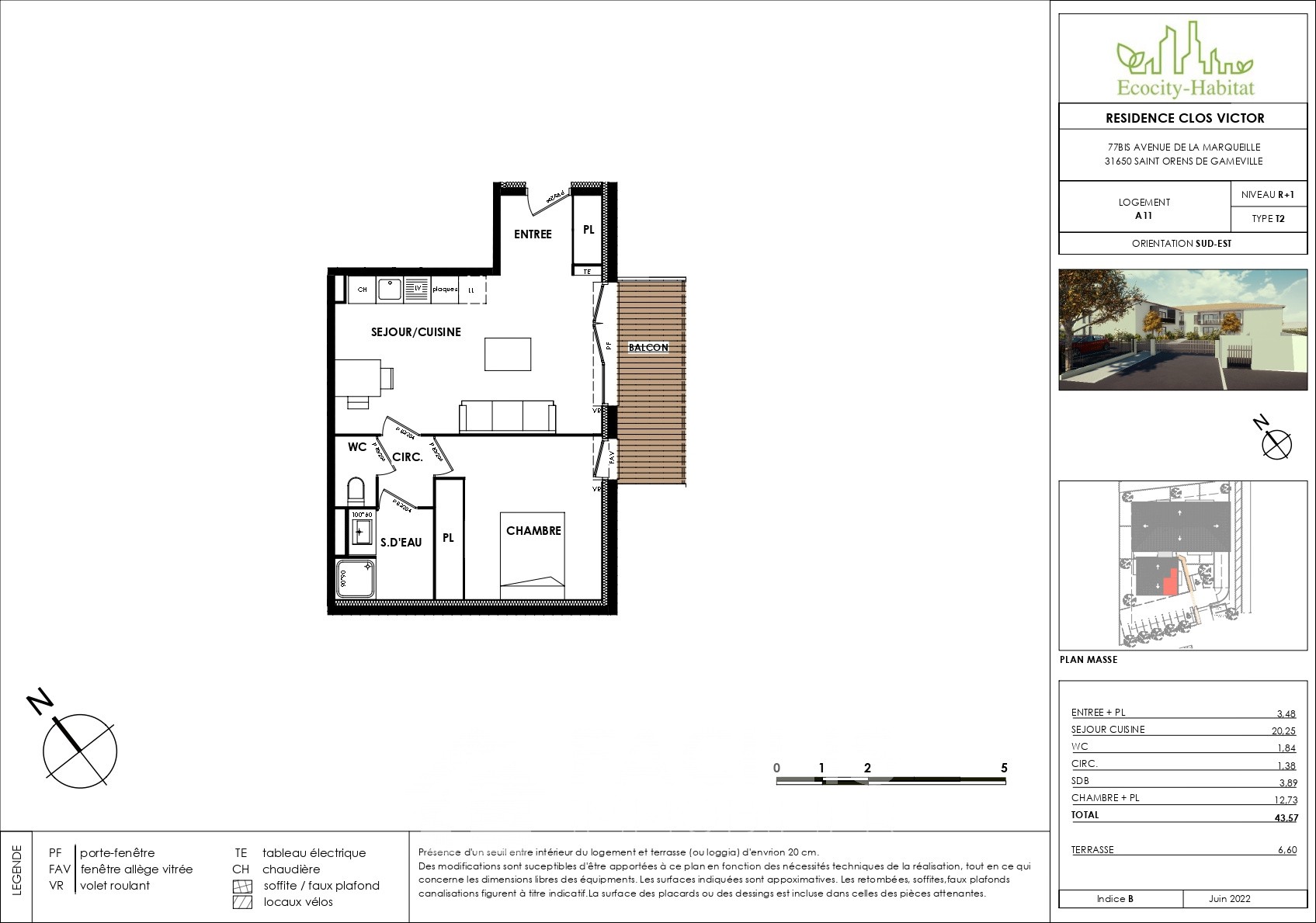 Vente Appartement à Saint-Orens-de-Gameville 2 pièces