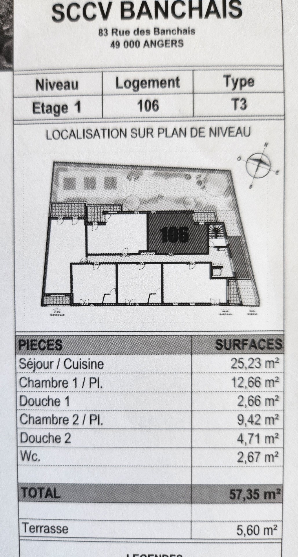 Location Appartement à Angers 3 pièces