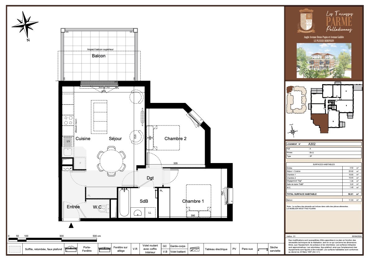 Vente Appartement à le Plessis-Robinson 3 pièces