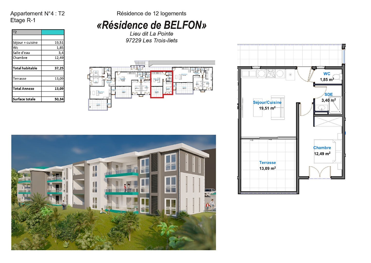 Vente Appartement à les Trois-Îlets 2 pièces