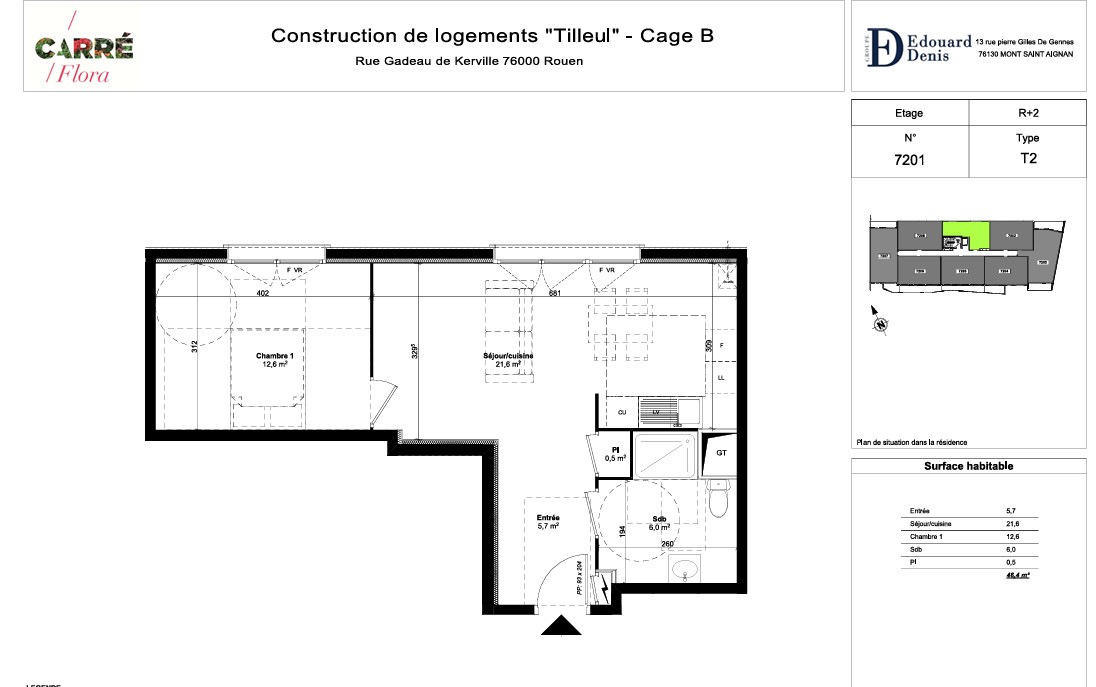 Location Appartement à Rouen 2 pièces