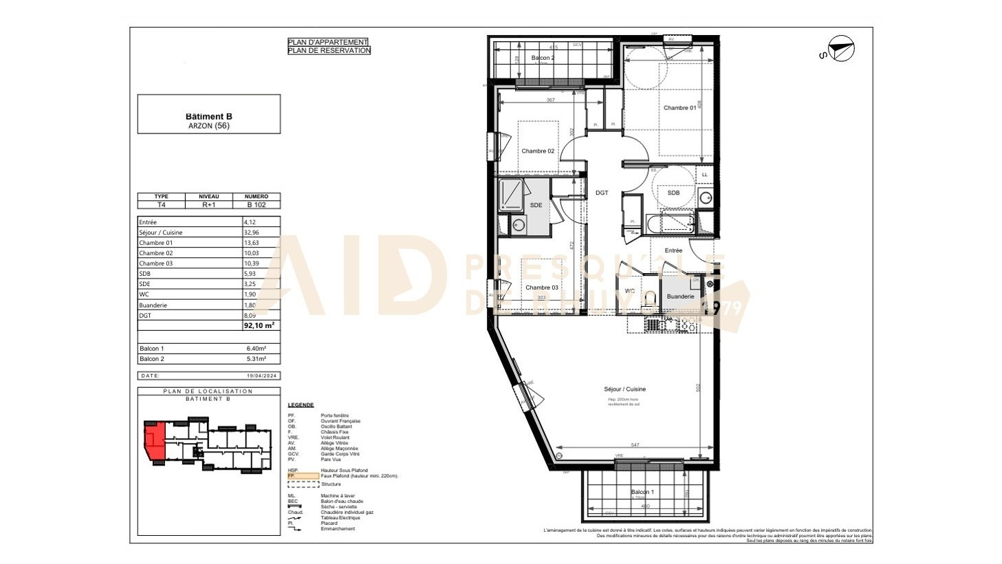 Vente Appartement à Arzon 4 pièces