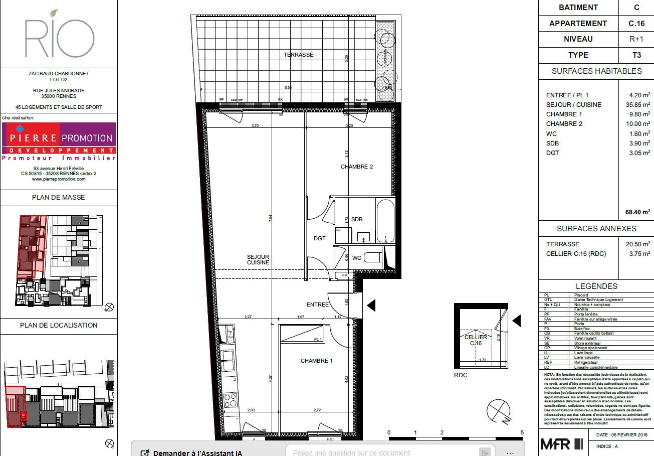 Location Appartement à Rennes 3 pièces