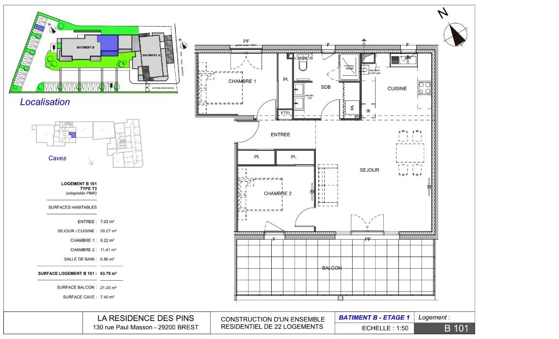 Neuf Appartement à Brest 3 pièces