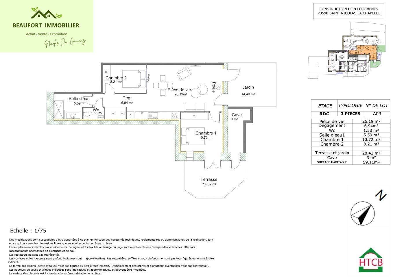 Vente Appartement à Saint-Nicolas-la-Chapelle 3 pièces