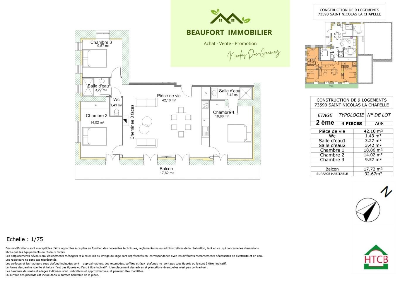 Vente Appartement à Saint-Nicolas-la-Chapelle 4 pièces