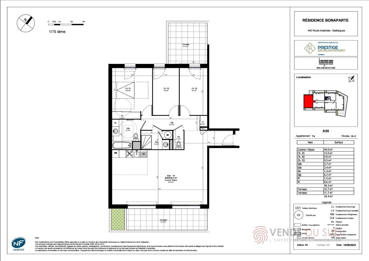 Vente Appartement à Baillargues 4 pièces