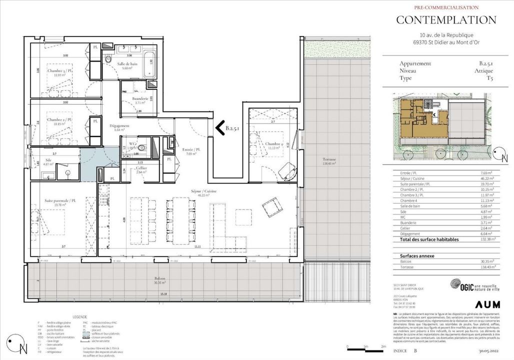 Vente Appartement à Saint-Didier-au-Mont-d'Or 5 pièces